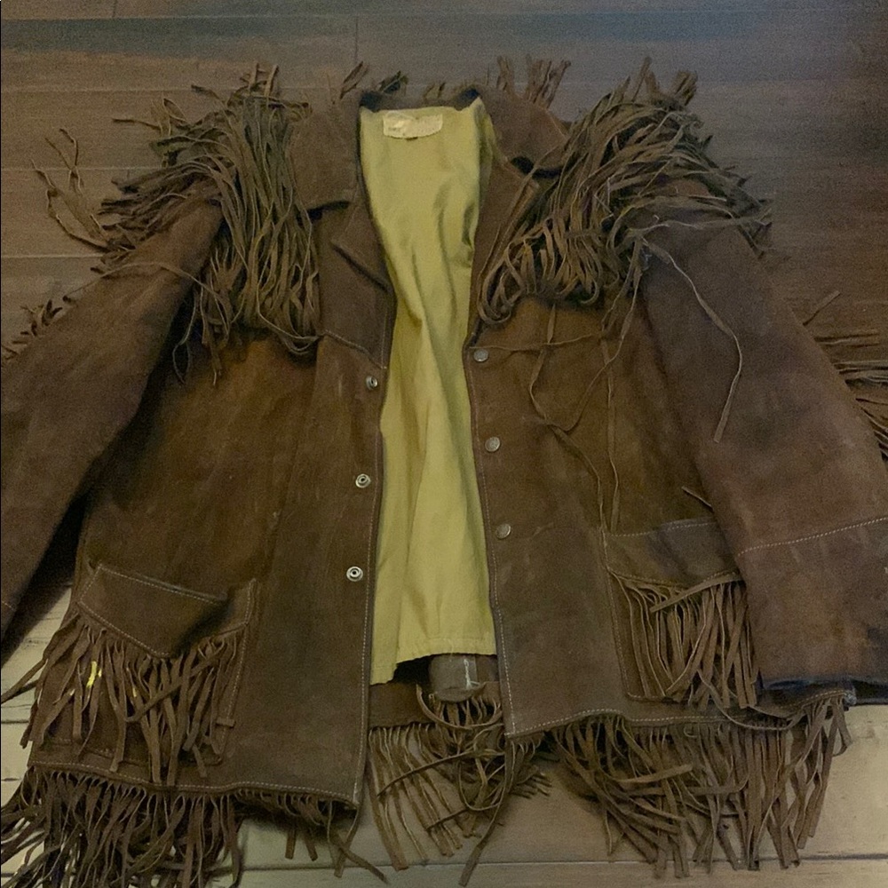 Vintage well loved Simco fringe jacket size 46